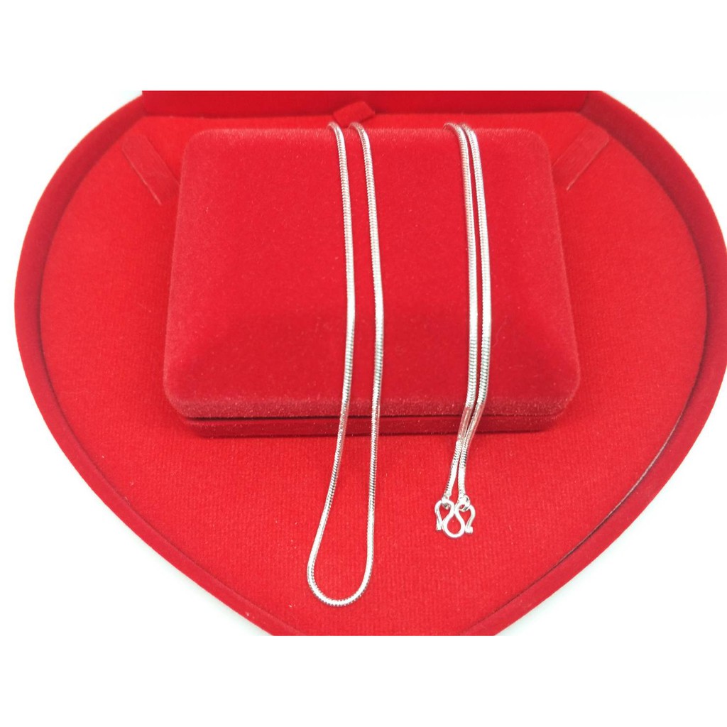 PSN002 สร้อยคอเงิน ลายกระดูกงูกลม ชุบเศษเงินแท้925 ยาว60cm สินค้าพร้อมส่ง