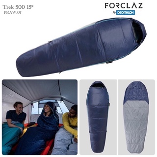 ถุงนอนสำหรับการเทรคกิ้งรุ่น Trek 500 15° (สีน้ำเงิน) แบรนด์ FORCLAZ แท้ 100%