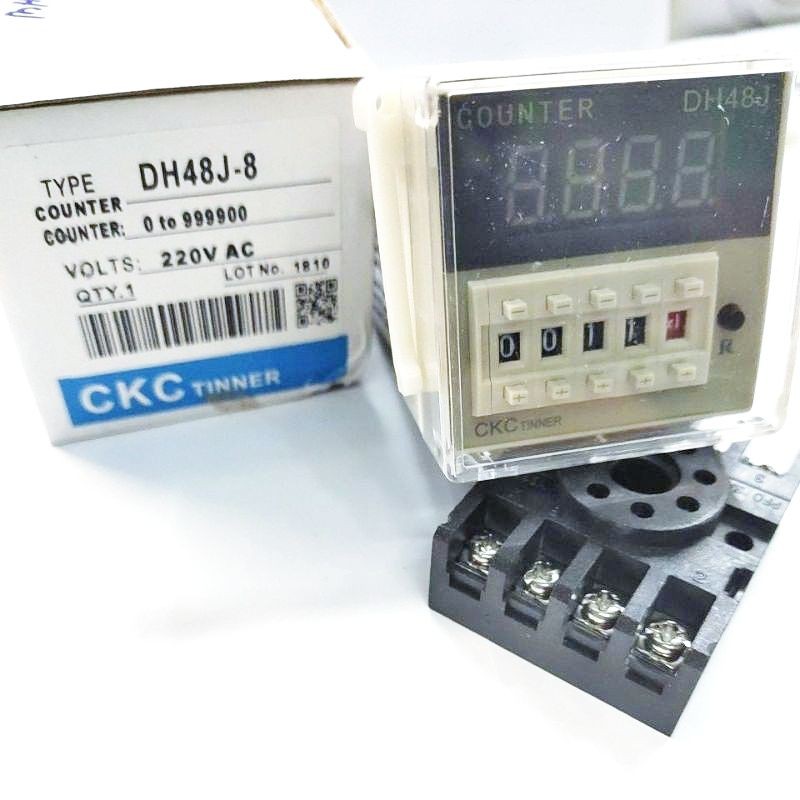 DH48J-8 เคาน์เตอร์ดิจิตอล(0-9999) พร้อม socket กระแส 5A 250VAC มี 12V 24V 220V จ้า