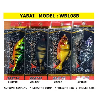 เหยื่อปลอมตกปลา YABAI Model WB108B ของใหม่งานดีแอคชั่นสวย ขนาด 80 mm. หนัก 4 กรัม เหยื่อตกปลา เหยื่อปลอมตกปลา อุปกรณ์ตกป