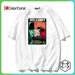 คอตต้อนคอกลมColorcoral เสื้อยืดแขนสั้นลําลอง พิมพ์ลายอนิเมะ Spy X Family Anya Forger สไตล์ฮาราจูกุ แฟชั่นสําหรับผู้ชาย แ