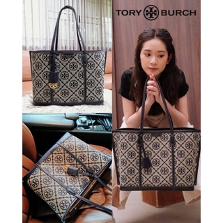 TORY BURCH FACTORY MONOGRAM JACQUARD LARGE TOTE BAG (L)แท้​💯​