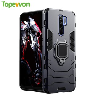 Topewon Xiaomi Poco M3 X3 NFC F2 Pro Redmi Note 9 Pro Max 9A Case, Hard Armor Stand Ring Cover Silicone TPU+PC Phone Magnetic Holder Protective Casing