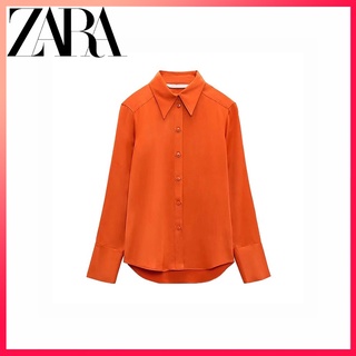 Zara ใหม่ เสื้อเชิ้ตแขนยาว ผ้าเรยอน สําหรับผู้หญิง