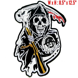 ตัวรีดติดหลังเสื้อขนาดใหญ่ 8.5"x12.5" นิ้ว Grim Reaper Sons Of Anarchy SOA the Legend of Harley Owner Club