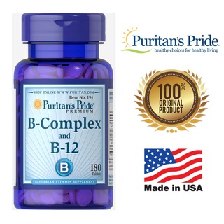 Puritan’s Pride Vitamin B-Complex &amp; Vitamin B-12 180 Tablets เพื่อการบำรุงระบบประสาท