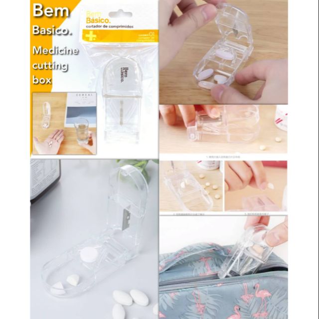 📍Bem basico กล่องตัดยา แบ่งยา พร้อมช่องจัดเก็บยา ใบมีดคมมาก กล่องใส📍