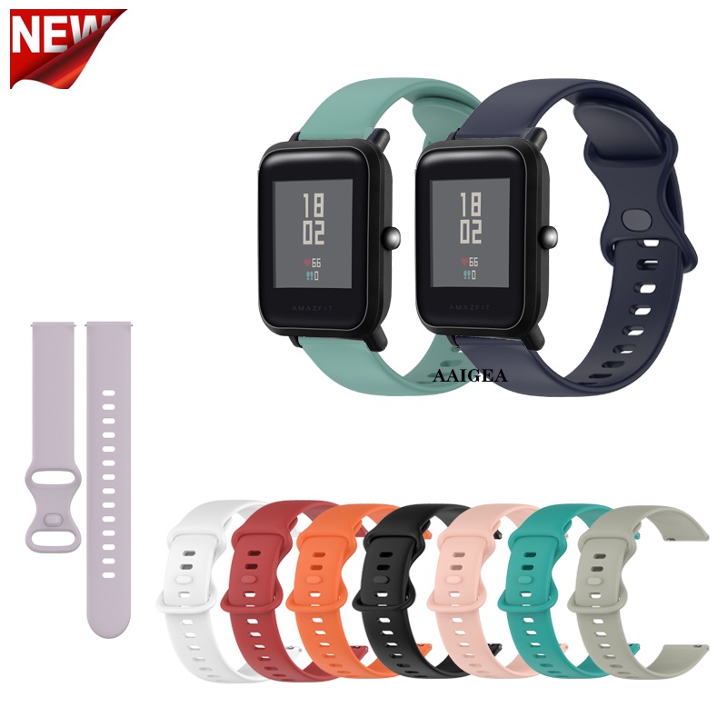 สายนาฬิกาข้อมือซิลิโคนนิ่ม 20 มม. แบบเปลี่ยน สําหรับ Huami Amazfit Bip 3 Pro Lite S U Pop GTS 2 mini