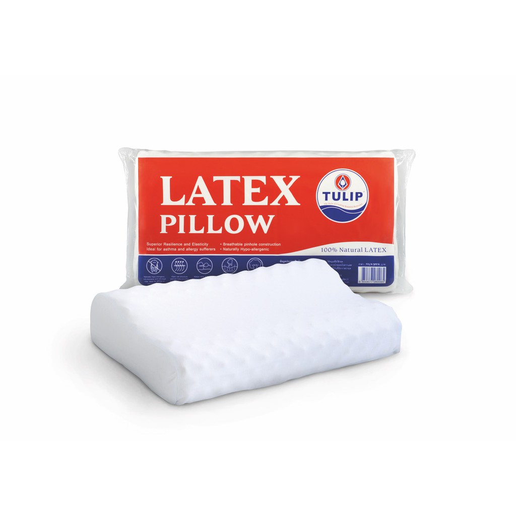 หมอนหนุนยางพารา ทิวลิป Latex Pillow แบบแน่น ถุงแดง
