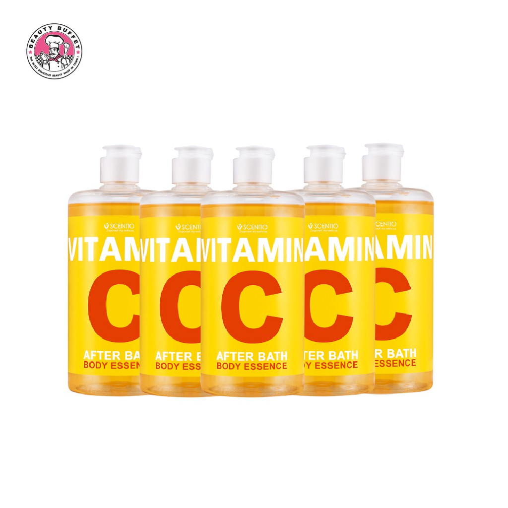 [ แพ็ค 5 ขวด ] SCENTIO VITAMIN C AFTER BATH BODY ESSENCE เซนทิโอ วิตามินซี อาฟเตอร์ บาธ บอดี้ เอสเซ้