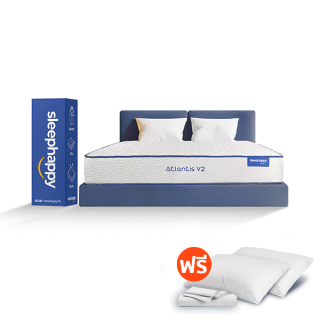 [ส่งฟรี ลด10% 2022MALL12] SleepHappy รุ่น Atlantis V2 ที่นอนพ็อกเก็ตสปริง เสริมยางพาราธรรมชาติ บรรเทาอาการปวดหลัง และลดเเรงสั่นสะเทือนได้ดี สัมผัสนุ่มเเน่นปานกลาง หนา 8-10นิ้ว 3ฟุต 3.5ฟุต 5ฟุต 6ฟุต ฟรีหมอน ปลอกหมอน ผ้าปูที่นอน