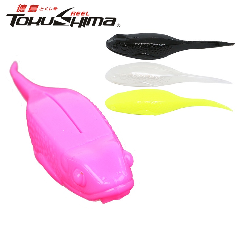 Tokushima เหยื่อตกปลาเทราท์ แซลม่อน วอลเป้ PVC แบบนิ่ม ลอยน้ํา จม พร้อมตะขอข้อเหวี่ยง รูปเสาอุดรู