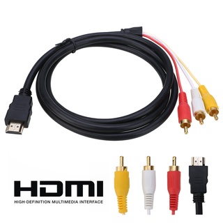 ใหม่ สายเคเบิ้ลเสียง วิดีโอ ทีวี HDTV DVD 1080P HDMI เป็น 3RCA 1.5 เมตร