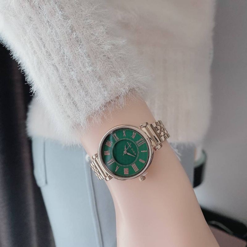 🎀 นาฬิกา Anne Klein หน้าปัดสีเขียว Anne Klein Women's AK/2158GNRG Rose Gold-Tone Bracelet Watch