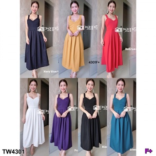 TW4301 Maxi Dress สายเดี่ยว กระโปรงแต่งจีบทวีส