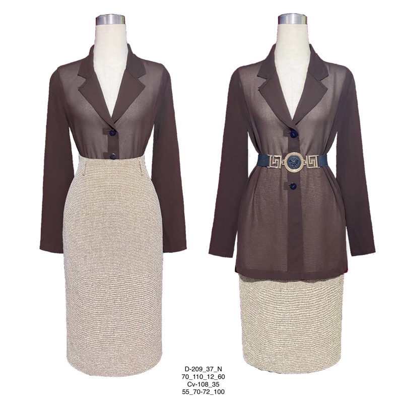 เสื้อเชิ้ตสไตล์เสื้อกั๊ก กระโปรงราตรี (A-209/ CV-108)