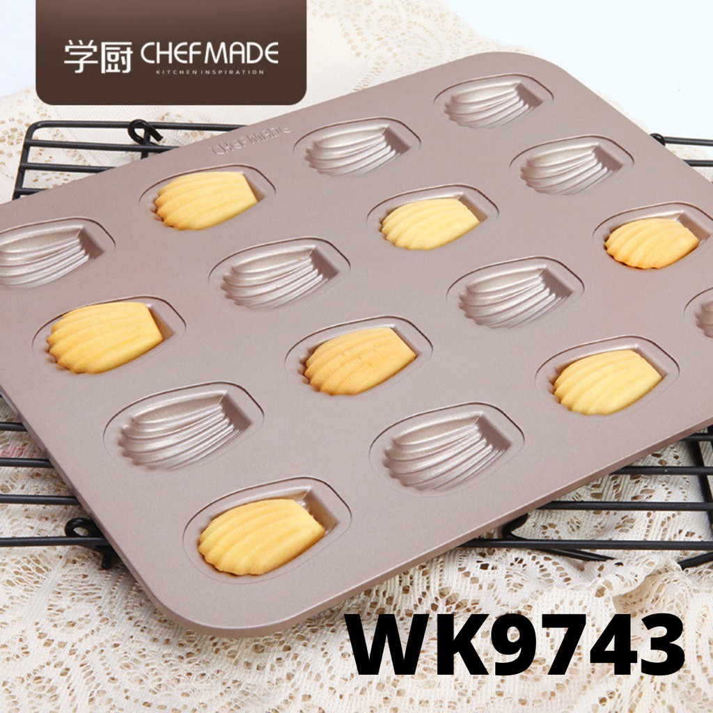!!พร้อมส่ง!! Chefmade WK9743 ของแท้ พิมพ์อบขนมมาเดอลีน (Madeleines) พิมพ์อบขนมเค้กรูปเปลือกหอย 16 หลุม