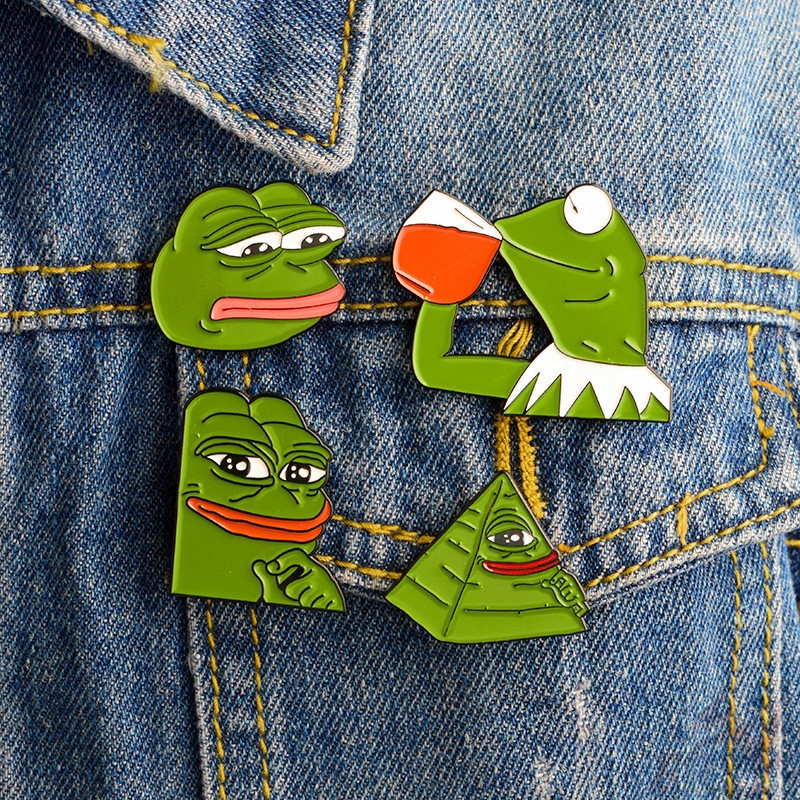 เข็มกลัดโลหะ รูปการ์ตูน Pepe The Frog สำหรับติดเสื้อแจ็คเก็ต 1 ชิ้น