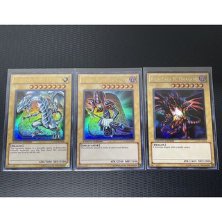 Ultra rare อักษรทอง Blue Eyes / Red Eyes / Dark Magician card Yugioh yuki Konami Black ของแท้