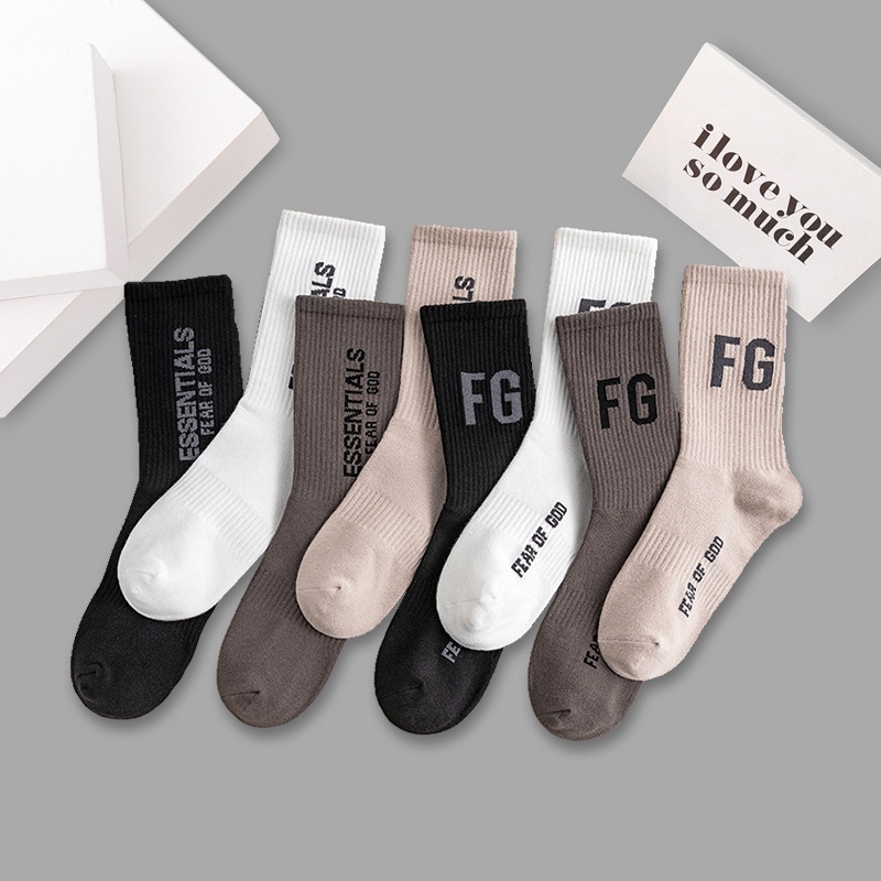 ถุงเท้าผ้าฝ้าย Fear Of God Double Thread แฟชั่นสําหรับเล่นกีฬา
