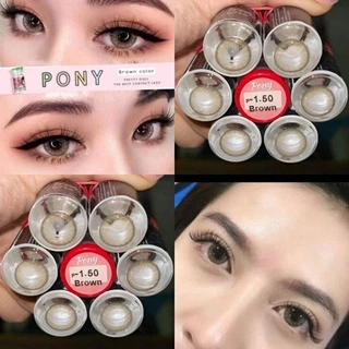 คอนแทคเลนส์ มีอย.ไทย รุ่น Pony สีเทา/ตาล Gray/Brown ลายฮิต สายนัว มีค่าสายตา (0.00)-(-10.00)