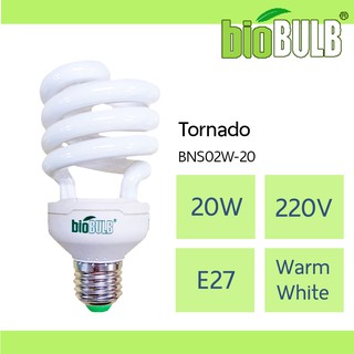 Biobulb : หลอดคอมแพคฟลูออเรสเซนต์รุ่นทอร์นาโด Tornado 20W วอร์มไวท์