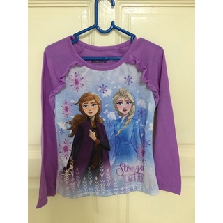 DISNEY แท้ 💯Frozen เอลซ่ากับแอนนา เสื้อยืดแขนยาวไซส์ 4-5 ขวบ