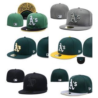 ใหม่ หมวกแก๊ปแฟชั่น MLB Oakland Athletics Fitted Hat ผู้ชาย ผู้หญิง หมวกกีฬากลางแจ้ง หมวกฮิปฮอป พร้อมสายรัดปรับได้