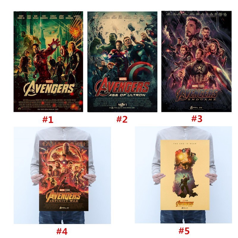 Marvel Movie Series Avengers โปสเตอร์ตกแต่งห้องตกแต่งผนังกระดาษคราฟท์ตกแต่งบ้านสติ๊กเกอร์ติดผนัง