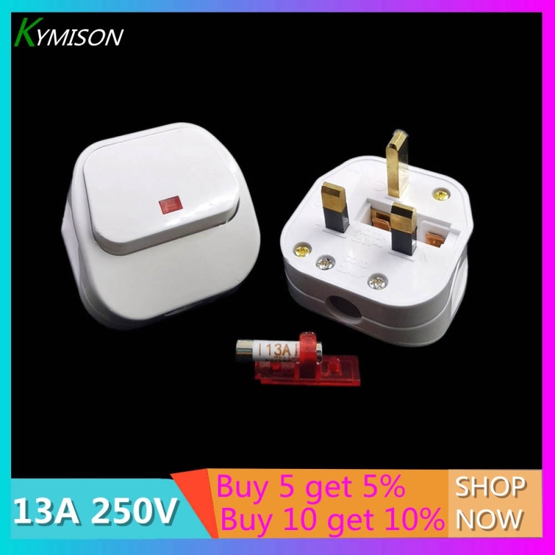 สีขาว 13A 250V Rewireable Sigapore มาเลเซียปลั๊กฟิวส์และสวิตช์ไฟวัสดุ ABS UK 3 Pins Adaptor คุณภาพสูง