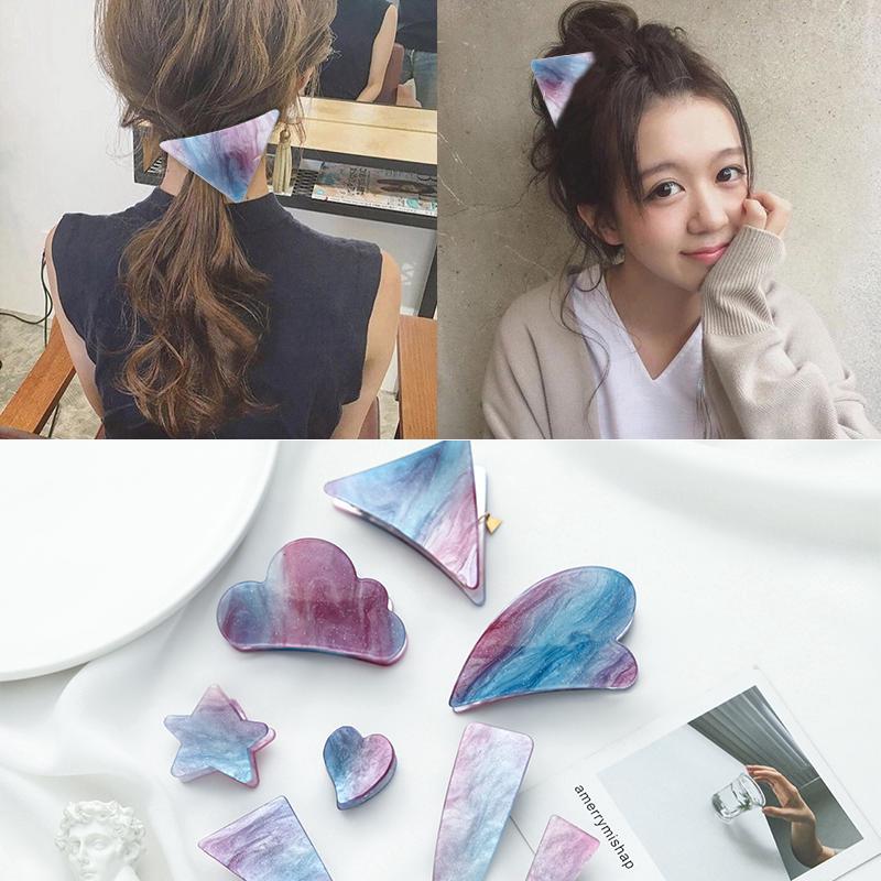 Korean Heart Star Acetic Hair Clip Geometric Love Clip กิ๊บเกาหลีรูปหัวใจรักดาวอะซิติก