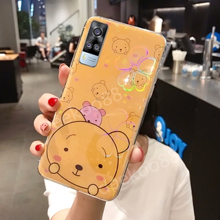 เคสโทรศัพท์ VIVO Y31 2021 ลายการ์ตูน Casing Cute Cartoon Bear Silicone Colorful Cherry Blossoms TPU Soft Cover เคส VIVO Y31 Phone Case