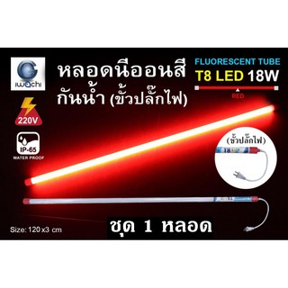 IWACHI หลอดนีออนสี ขั้วกันน้ำ พร้อมปลั๊กเสียบ รุ่นใหม่ LED T8 18W สีแดง