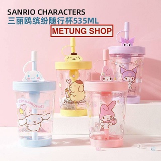 แก้ว Sanrio Character  งานลิขสิทธ์แท้ MINISO รุ่นนี้มีหลอดพร้อมในตัว ความจุ 535 ml