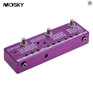 ☀ MOSKY RC5 6-in-1 Guitar Multi-Effects Pedal Reverb + Chorus + Distortion + Overdrive + Booster + Buffer Full Metal She