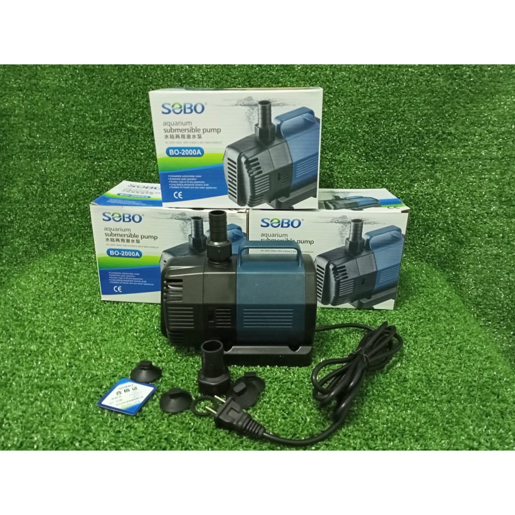 ปั๊มน้ำ SOBO BO-2000A ปั๊มน้ำประหยัดไฟ ใช้ไฟเพียง 18W. ปั๊มน้ำคุณภาพยอดนิยม (ราคาถูก) BO2000A