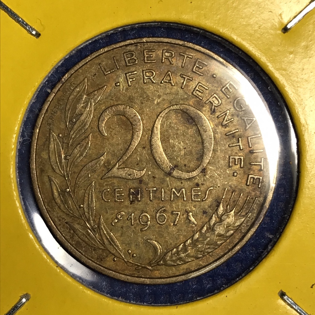 เหรียญเก่า#15336 ปี1967 ฝรั่งเศส 20 Centimes เหรียญต่างประเทศ เหรียญหายาก น่าสะสม