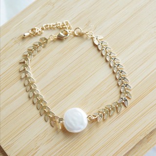 Twentyteen Olive Leaf Gold Bracelet กำไลข้อมือลายใบโอลีฟ