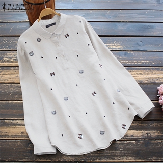 Zanzea เสื้อแขนยาวลําลองปักลายการ์ตูนสําหรับผู้หญิง