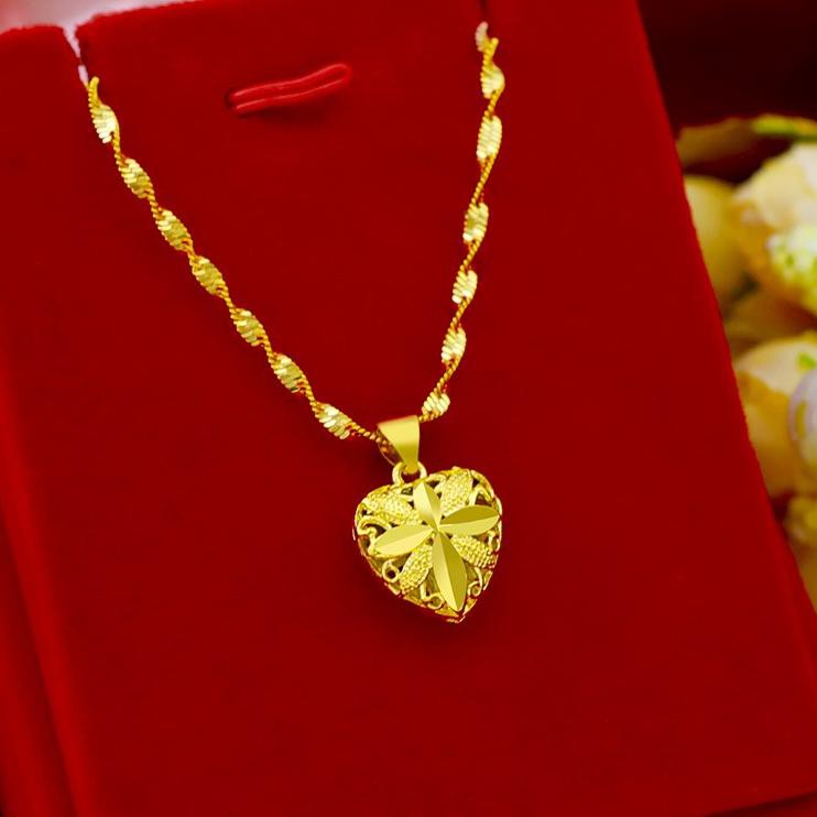 -k3 สร้อยคอทองเหลืองรูปหัวใจสีทองของผู้หญิง/จี้หัวใจสําหรับแฟชั่นสตรี-import X69J