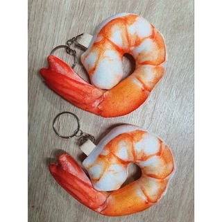 พวงกุญแจอาหาร กุ้งนึ่ง ทรงกลม ขนาด 13-14 ซม ของชำร่วย ของที่ระลึก ของแจกลูกค้า