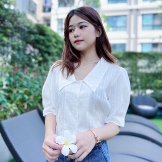 เสื้อสีขาวมีปก ~ Collar Top ~ White