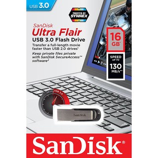 SanDisk Ultra Flair Flash Drive USB3.0 16GB Speed 130MB/s (SDCZ73_016G_G46) เมมโมรี่ การ์ด แซนดิส แฟลซไดร์ฟ คอมพิวเตอร์