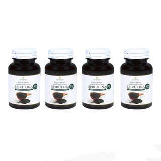 x4 กระปุก ผลิตภัณฑ์เสริมอาหาร SPIRULINA สาหร่ายเกลียวทอง สาหร่ายสไปรูริน่า สาหร่ายสกัด อาหารเสริมจากสาหร่าย กระปุก60เม็ด