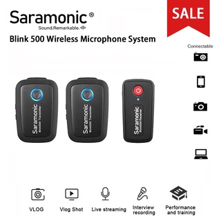 Saramonic Blink500 ระบบไมโครโฟนไร้สาย 2.4GHz Dual Channel Lavalier Mic สำหรับ DSLR Smartphone Interview Vlog