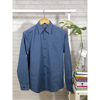 Prince New‼️เสื้อเชิ้ตแขนยาวผ้าพื้นหลากหลายสี สีน้ำเงิน