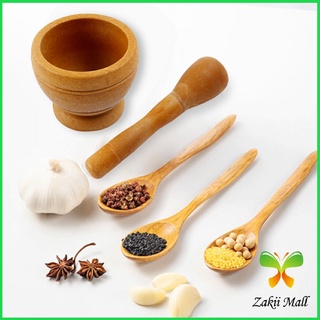 Zakii Mall ครกพลาสติกลายไม้ ครกขนาดเล็ก แบบพกพา Manual garlic grinder