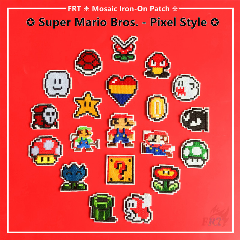 ☸ การ์ตูนสไตล์พิกเซล - Mosaic Series 02: Super Mario Bros. แผ่นรีดติดเสื้อ ☸ แผ่นแพทช์รีดติดเสื้อ DIY 1 ชิ้น