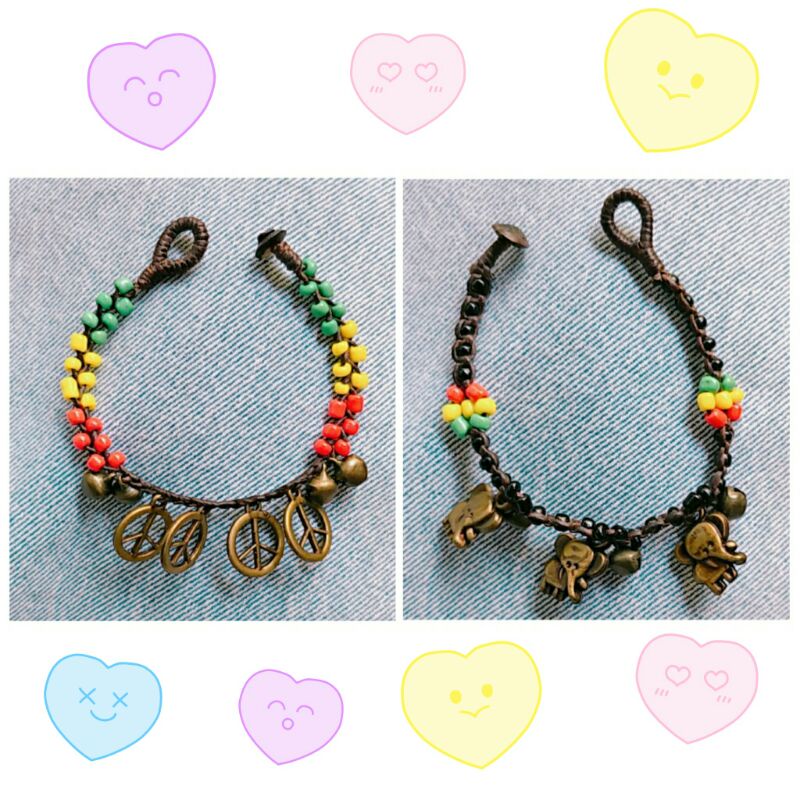 รุ่นฮิตกลับมาแล้ว👋กำไลข้อมือ สีแดงเหลืองเขียว ห้องจี้น่ารักๆ4แบบ
