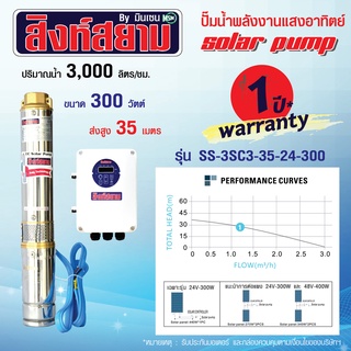 ปั๊มบาดาลโซล่าเซลล์ ปั๊มโซล่าเซลล์ 300 วัตต์ บ่อ 3 นิ้ว ท่อออก 1.25 นิ้ว ปั๊มพลังงานแสงอาทิตย์